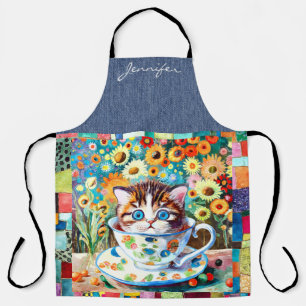 Schattige Teacup Cat All-Over Print Schort