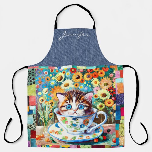Schattige Teacup Cat All-Over Print Schort (Voorkant)