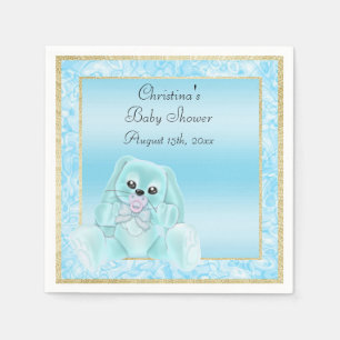 Schattige Teal Slappe Oren Konijn Baby Shower Servetten