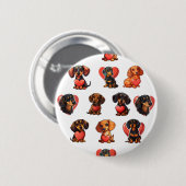 Schattige teckel en hart Valentijn Ronde Button 5,7 Cm (Voorkant /achterkant)