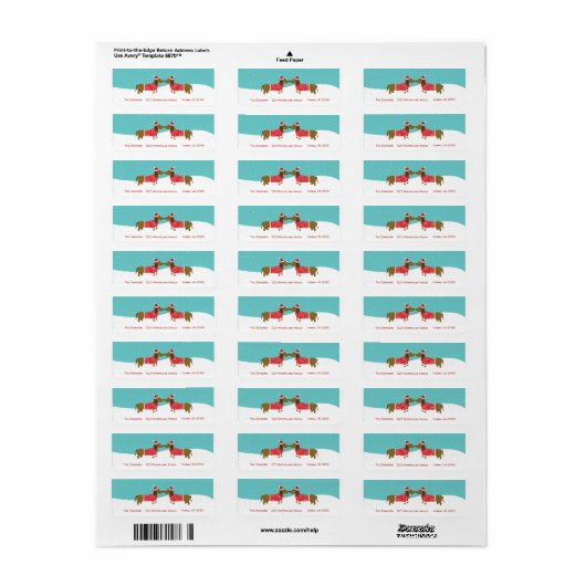 Schattige teckel in het sneeuwkerstretourlabel etiket (Full Sheet)