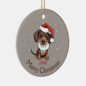 Schattige teckel in Santa Hat Kerstversiering Keramisch Ornament (Rechts)