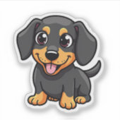 Schattige Teckel, Kawaii Charmer, Klein Sticker (Voorkant)