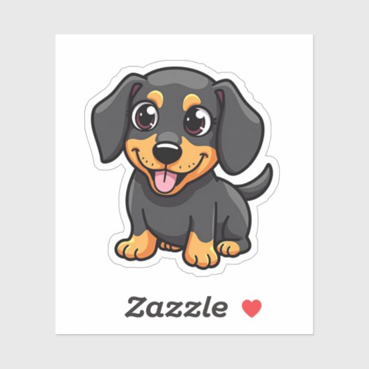 Schattige Teckel, Kawaii Charmer, Klein Sticker (Vel)