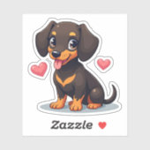 Schattige Teckel, Kawaii Cutie, Klein Sticker (Vel)