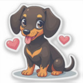 Schattige Teckel, Kawaii Cutie, Klein Sticker (Voorkant)