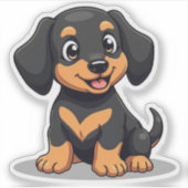 Schattige teckel kawaii, hartverwarmende pup, klei sticker (Voorkant)