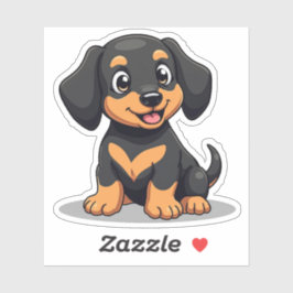 Schattige teckel kawaii, hartverwarmende pup, klei sticker