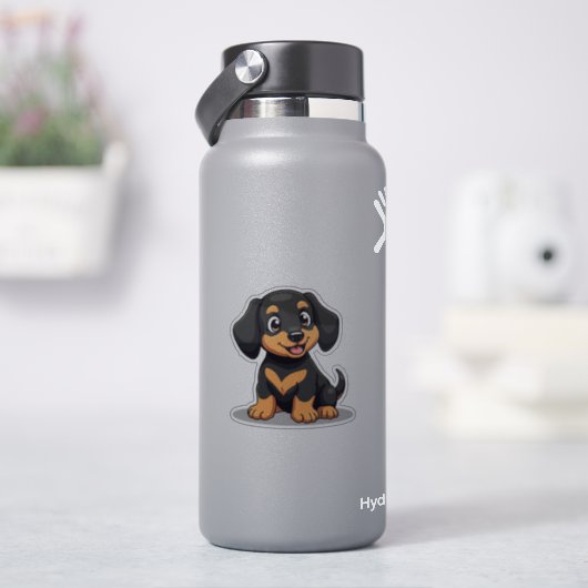 Schattige teckel kawaii, hartverwarmende pup, klei sticker (HydroFlask)