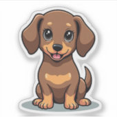 Schattige Teckel, Kawaii Wink, Klein Sticker (Voorkant)