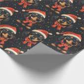 Schattige teckel kerstpatroon cadeaupapier (Hoek)