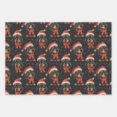 Schattige teckel kerstpatroon inpakpapier vel (Voorkant)