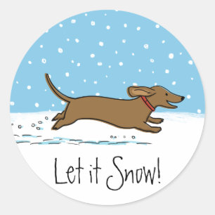 Schattige teckel Laat het sneeuwen - Wiener Dog Ho Ronde Sticker