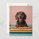 Schattige teckel met hotdog briefkaart (Voorkant / Achterkant)
