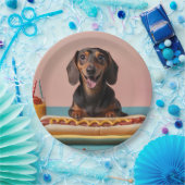 Schattige teckel met hotdog papieren bordje (Feest)
