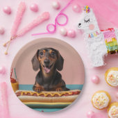 Schattige teckel met hotdog papieren bordje (Feest)