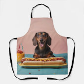 Schattige teckel met hotdog schort (Voorkant)