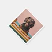 Schattige teckel met hotdog servet (Hoek)