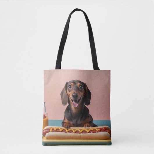 Schattige teckel met hotdog tote bag (Voorkant)