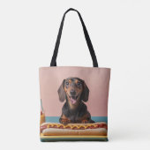 Schattige teckel met hotdog tote bag (Achterkant)