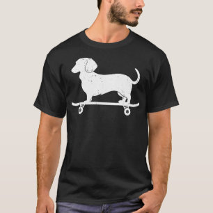 Schattige teckel op een skateboard Dogs Lover Pare T-shirt