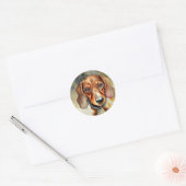 Schattige teckel, ronde stickers (Envelop)