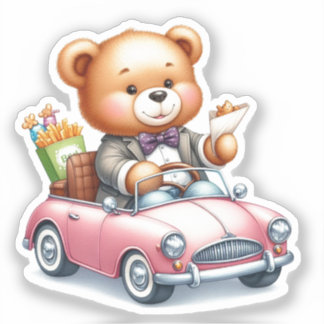 Schattige Teddibeer Bestuurt Kawaii & Dierenliefhe Sticker