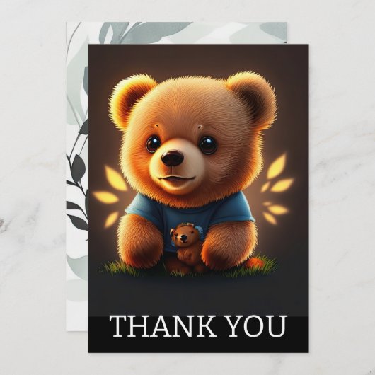 Schattige Teddiebeer Dank Je Bedankkaart (Voorkant / Achterkant)