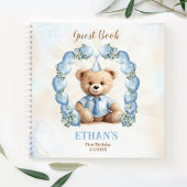 Schattige Teddy Bear 1e Verjaardag Blauw Gastenboe Notitieboek