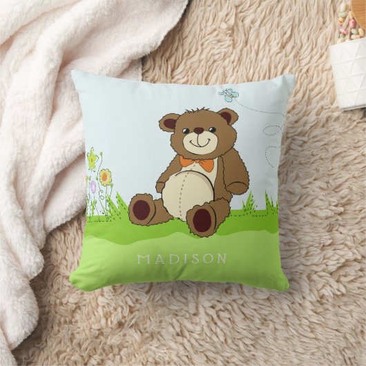 Schattige Teddy Bear aangepaste naam gooi kussens (Deken)