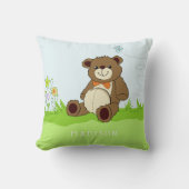 Schattige Teddy Bear aangepaste naam gooi kussens (Voorkant)