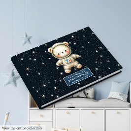 Schattige Teddy Bear Astronaut Boy Baby shower Gastenboek
