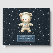 Schattige Teddy Bear Astronaut Boy Baby shower Gastenboek (Voorkant)