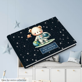 Schattige Teddy Bear Astronaut gastenboek voor jon