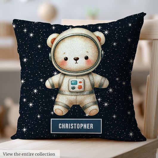 Schattige Teddy Bear Astronaut Kussen voor Baby Bo
