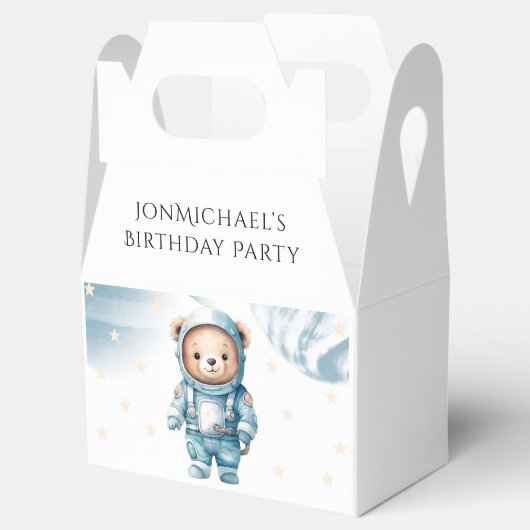Schattige Teddy Bear Astronaut Verjaardagsfeest Bedankdoosjes (Geopend)
