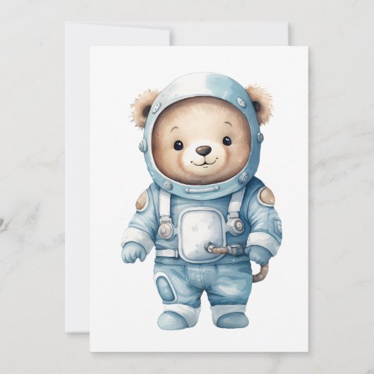 Schattige Teddy Bear Astronaut Verjaardagsfeest Kaart (Achterkant)