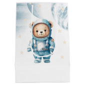 Schattige Teddy Bear Astronaut Verjaardagsfeest Medium Cadeauzakje (Achterkant)