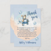 Schattige Teddy Bear Aviator Baby shower Bedankkaart (Voorkant / Achterkant)