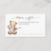 Schattige Teddy Bear Baby Boy Luier Raffle Ticket Informatiekaartje (Voorkant)