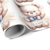 Schattige Teddy Bear Baby shower Het is een Jongen Cadeaupapier (Rol Hoek)
