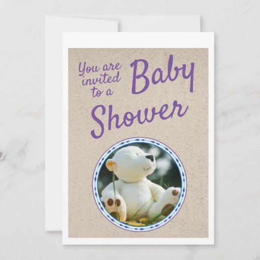 Schattige Teddy Bear Baby shower Invitation Kaart (Voorkant)