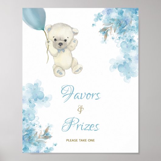 Schattige Teddy Bear Baby shower Sign Favorieten & Poster (Voorkant)