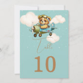 Schattige Teddy Bear Baby Vliegtuigpiloot Tafelnum (Voorkant)
