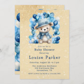 Schattige Teddy Bear Balloon Arch Boy Baby shower Kaart (Voorkant / Achterkant)