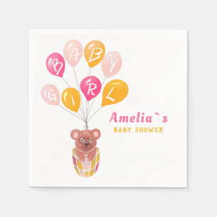 Schattige Teddy Bear Balloon Baby Meisje Baby show Servet