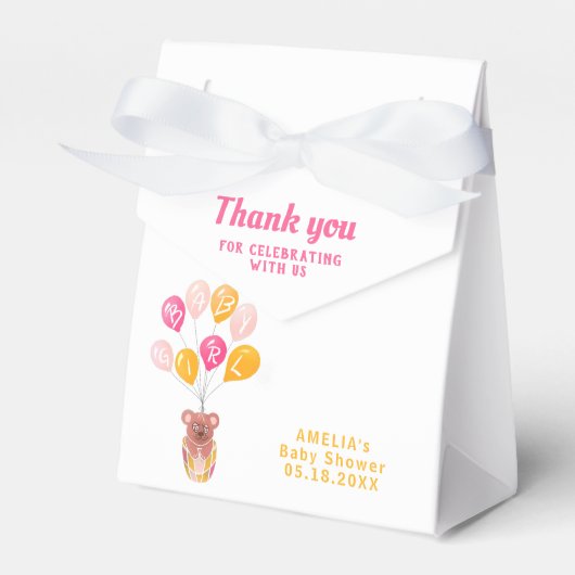 Schattige Teddy Bear Balloon Baby shower Dank u Bedankdoosjes (Voorkant Zijde)