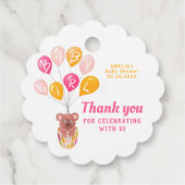 Schattige Teddy Bear Balloon Baby shower Dank u Bedankjes Labels (Achterkant)