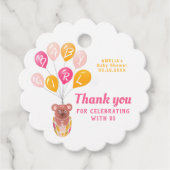 Schattige Teddy Bear Balloon Baby shower Dank u Bedankjes Labels (Voorkant)