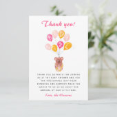 Schattige Teddy Bear Balloon Baby shower Dank u Bedankkaart (Staand voorkant)